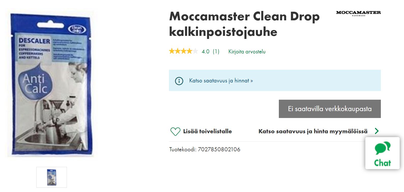 Moccamaster kalkinpoistojauhe Prisman verkkokaupassa