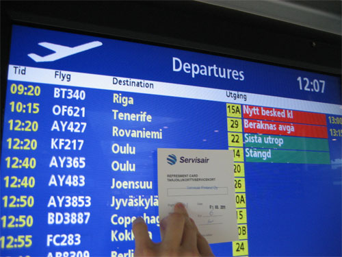 Air Finlandin lento OF621 myöhässä tässä vaiheessa kolme tuntia