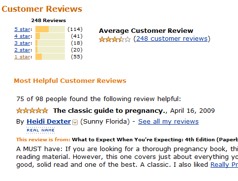 What to expect when you're expecting -kirjan arvostelujen jakauma