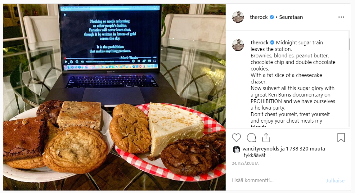 Dwayne Johnsonin "Cheat Meal Sunday"