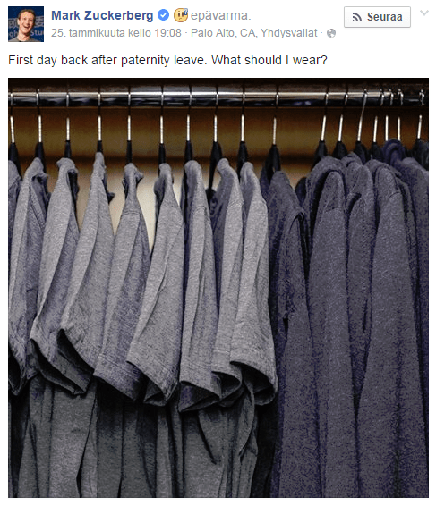 Facebookin perustajan Mark Zuckerbergin vaatekaappi