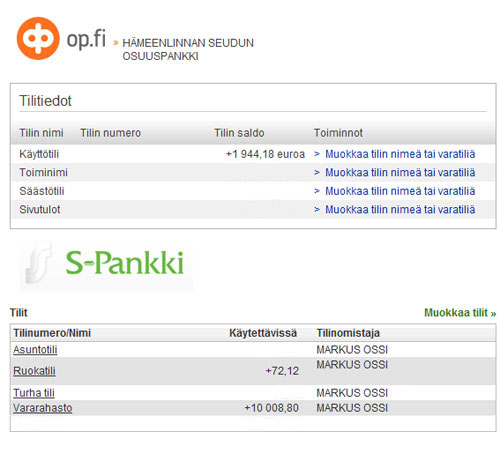 Pankkitilini marraskuun lopussa 2010