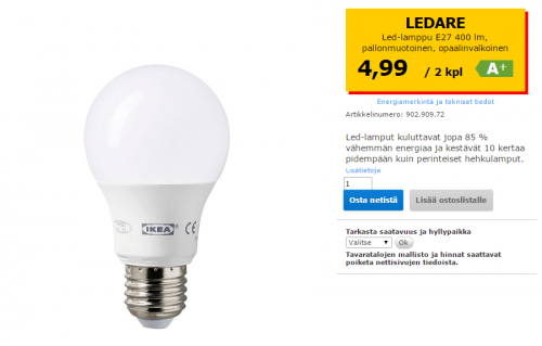 Ikean Ledare LED-lamppu