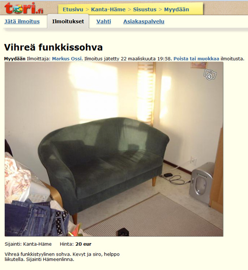 Myynti-ilmoitus Tori.fi-palvelussa