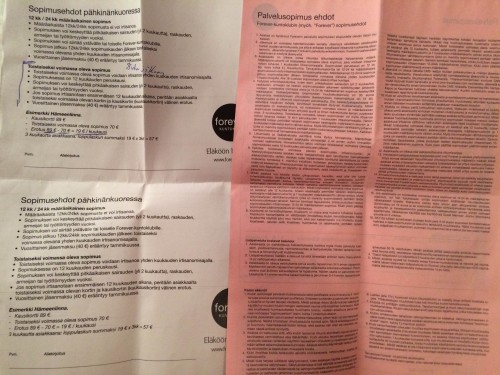 Foreverin sopimusehdot