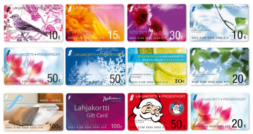 S-ryhmän lahjakortteja (ehkä tuollaisia vanhoja)
